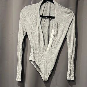 Gray Women's Long Sleeve Bodysuit